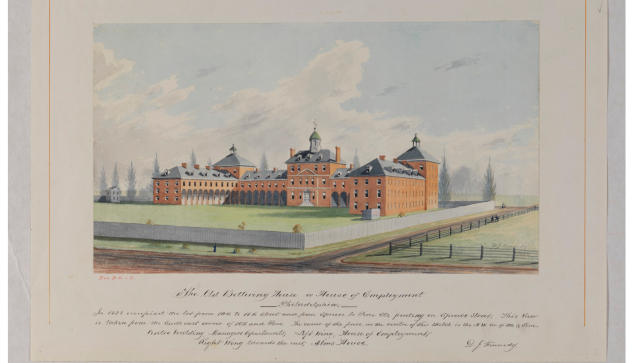 An illustration of the Philadelphia Bettering House in 1828, courtesy of the Historical Society of Pennsylvania.